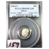 SILVER 2004-S Roosevelt Dime PCGS PR69DCAM