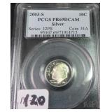 SILVER 2003-S Dime PCGS PR69DCAM