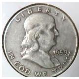 Silver 1959-D Franklin Half Dollar, $11.99 Melt