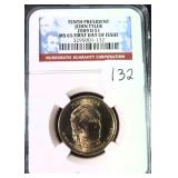 2009-D John Tyler Dollar, NGC MS65 FDOI