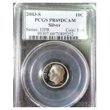 SILVER 2003-S Roosevelt Dime PCGS PR69DCAM