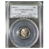 SILVER 2003-S Roosevelt Dime PCGS PR69DCAM