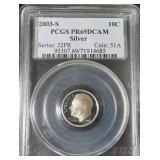SILVER 2003-S Roosevelt Dime PCGS PR69DCAM