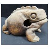 4"x5.5" Antique Wood Carved Toad, Percussion