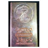 2012 Half Pound .999 Fine Copper Bar