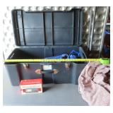 Plastic Tote with Blanket and Air Mattress
