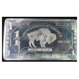 One Troy Ounce .999 Fine Aluminum Bullion Bar