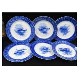 Victorian Set of Six Royal Doulton Flow Blue Fish
