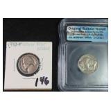 1937 Buffalo Nickel and 1943-P Silver War Nickel