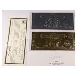 2001 Gold and Silver Certificates