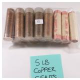 Five (5) LBS  Copper Cents, Estate Find