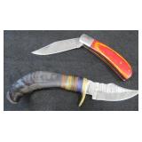 We Ship: (2) Custom Damascus Knives with Sheath