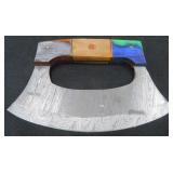 We Ship: Damascus Blade Rocker Knife, mezzaluna