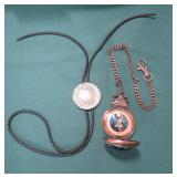 Dragon Pocket Watch with Lady and Bolo Tie