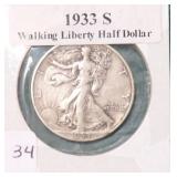 Silver 1933-S Walking Liberty Half Dollar