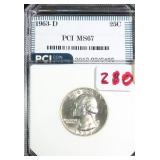 1963-D Silver Washington Quarter PCI MS67