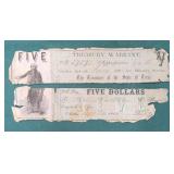 1862 State of Texas  $5 Treasury Warrant