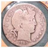1903 Silver Barber Half Dollar