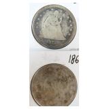 1862 & 1878 Seated Liberty Quarters, Silver