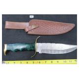 We Ship: Damascus Fancy Bowie Knife with Sheath
