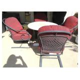 NO SHIP: Metal Outdoor Chairs with Cushions and