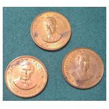 Three (3) Vintage Presidential Tokens