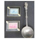 We Ship: Vintage Stamps Encased and Fancy Spoon