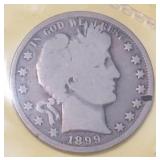 1899 Silver Barber Half Dollar