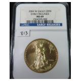 One Troy Ounce Gold 2006-W $50 Eagle, NGC MS69 ER