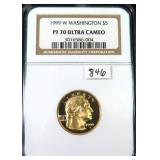 1999-W Washington GOLD $5 NGC PF 70 Ultra Cameo
