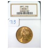 Gold 1897 $10 Eagle NGC MS63