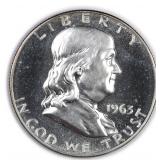 1963 Proof Franklin Half Dollar Silver US Coin