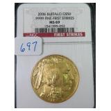 2006 Gold $50 Buffalo NGC MS69 FS .9999 Fine