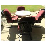 NO SHIP: (4) Metal Outdoor Chairs with Cushions &