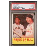 1963 TOPPS #138 PRIDE OF NL W.MAYS/S.MUSIAL PSA 4