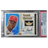 Lou Brock Double Signed Card Bat Card PSA 10