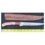 We Ship: Damascus Blade Filet Knife with Sheath