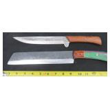 NO SHIP: (2) Fixed Blade Knives, One Damascus
