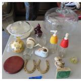 NO SHIP: Brass Horse Shoes, Cake Plate and More