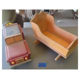 NO SHIP: Wooden Cradle and Truck