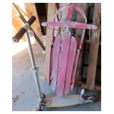 NO SHIP: Scooter and Wooden Sled