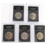 Five Kennedy Half Dollars