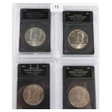 Four  Kennedy Half Dollars