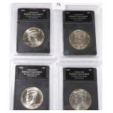 Four  Kennedy Half Dollars