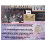 1945 Walking Liberty Silver Half Dollar Display
