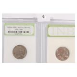 A Buffalo Nickel and Modern Bison Nickel