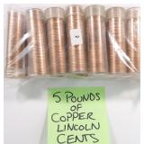 Five LBS of Copper Lincoln Cents