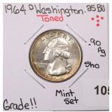 1964-D Silver Washington Quarter, $9.42