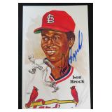 Lou Brock Signed Perez-Steele Postcard JSA COA