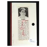 Tom Carey Signed Card JSA COA